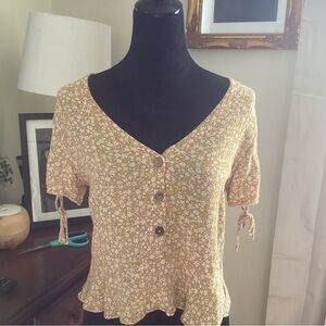 One Clothing Tan Floral Blouse
